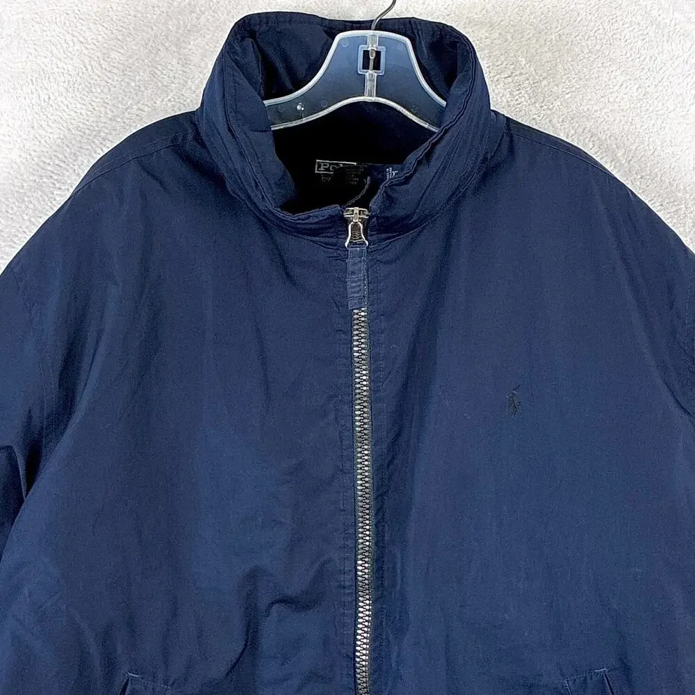 VTG Polo Ralph Lauren Jacket Men XXL Navy Pony Fleece Lined Stowaway Hood 90s